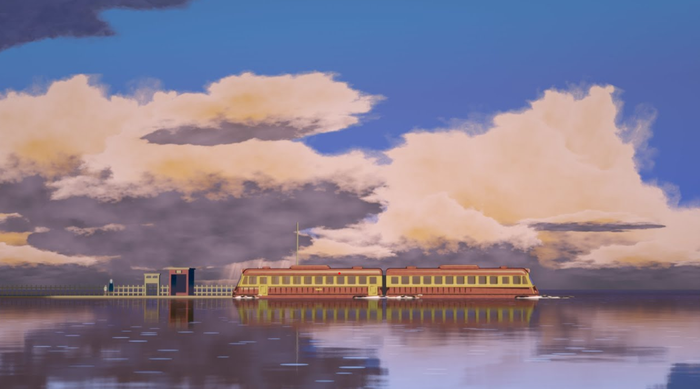 inspirational train river scene